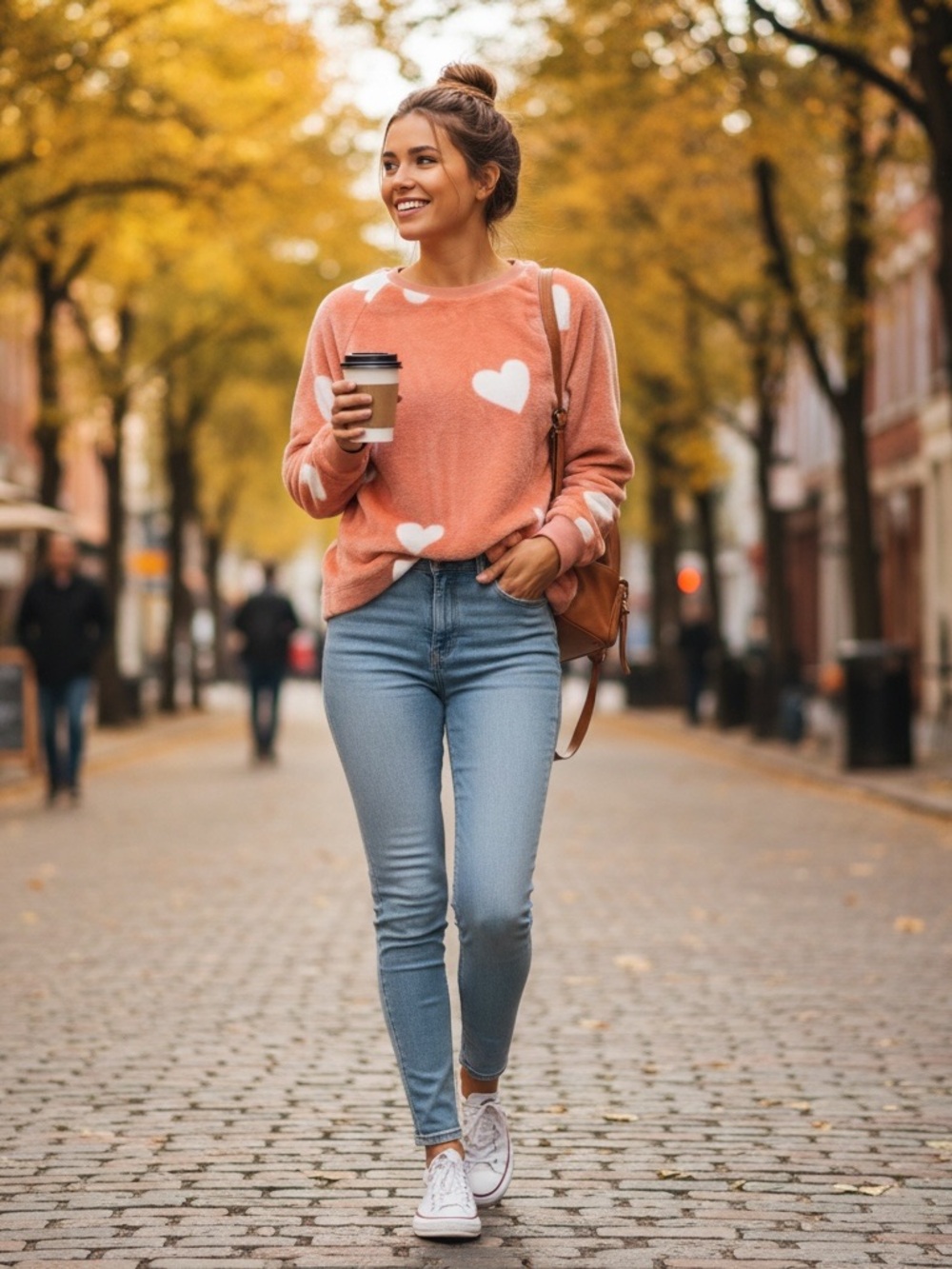 LOFT Sutton Pink faux fur heart sweatshirt